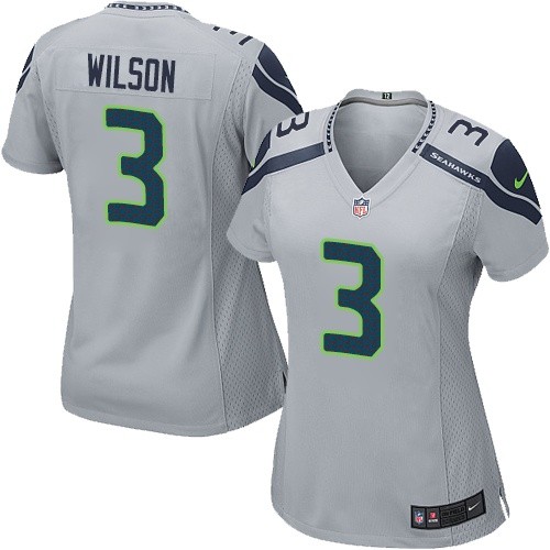 Women's Game Russell Wilson Nike Jersey Grey Alternate - #3 NFL Seattle Seahawks